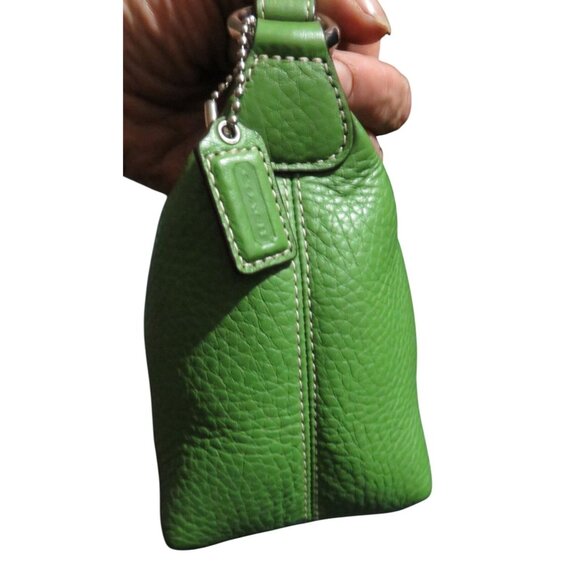 Coach Green Pebble Leather Top Handle Baguette Sufflette Bag & Hangtag - Picture 5 of 15